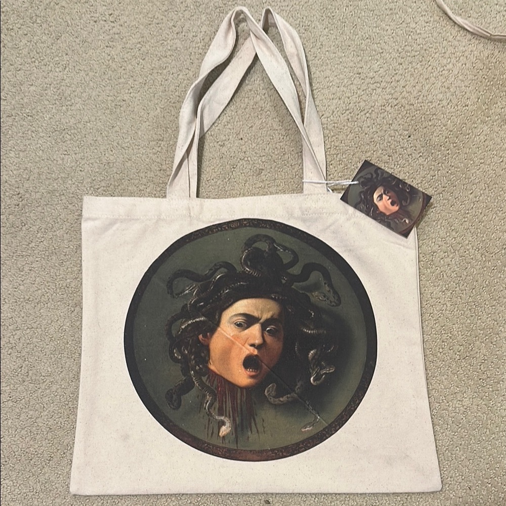 Medusa Print White Tote Bag NWT